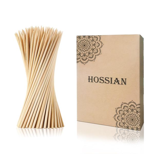 HOSSIAN 150pcs 6inch Φ4mm Natural Bamboo Skewers -Skewers for Appetizers-Caramel Apple Sticks,Crafting and Cocktails (15CM)