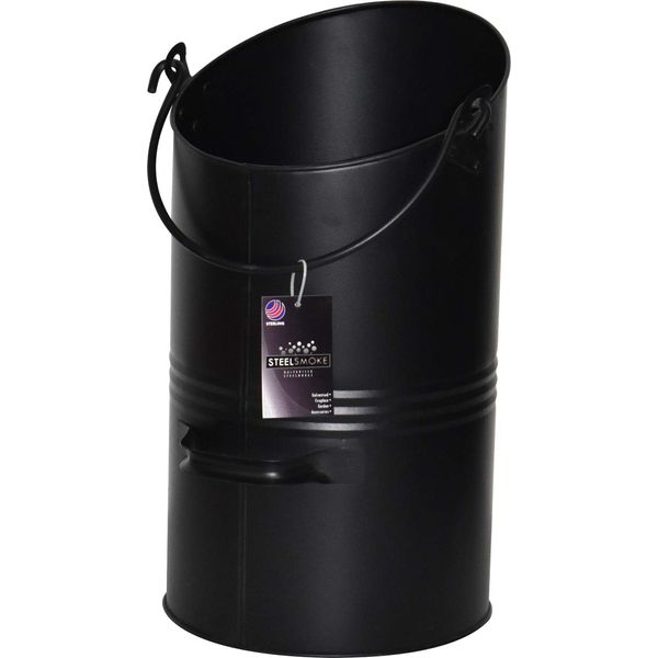 Galvanised Black Metal Fireplace Round Coal Scuttle Bucket Hod Eclipse