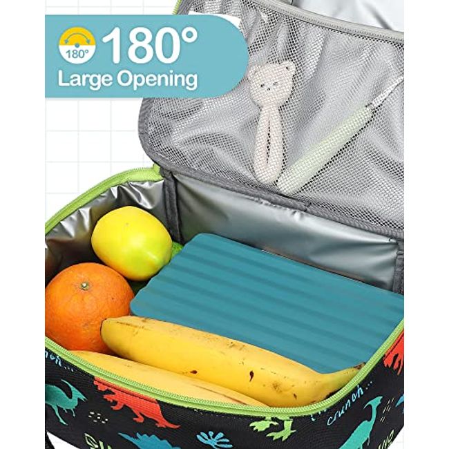 Lunch Box, Bagseri Insulated Kids Lunch Box for Boys, Portable Reusable Toddler  Lunch Cooler Bag Thermal Organizer, Water-resistant Lining (Black,  Dinosaur) 