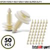 50Pcs Trim Panel Retainer Clips for Ford 1981-On 7.94 mm Nylon White Push-Type