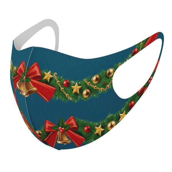 igsticker 020569 Design Mask Set of 2 Polyester Washable Cloth Mask Unisex Christmas Wreath