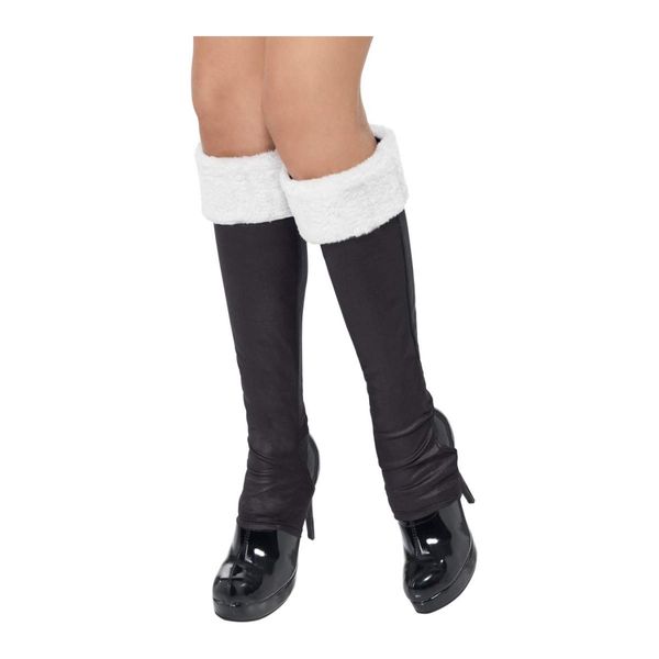 Smiffys Bootcovers with Fur Trim (White/ Black)