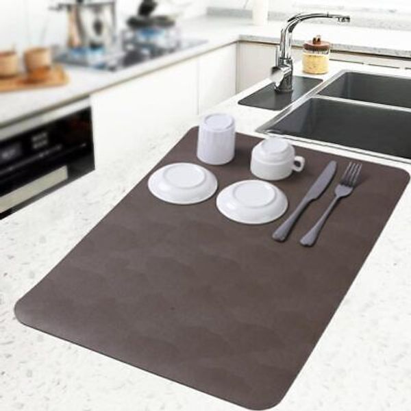 16x24 Inch Absorbent Dish Drying Mat Coffee Machine Mat w/ Non Slip Rubber Back