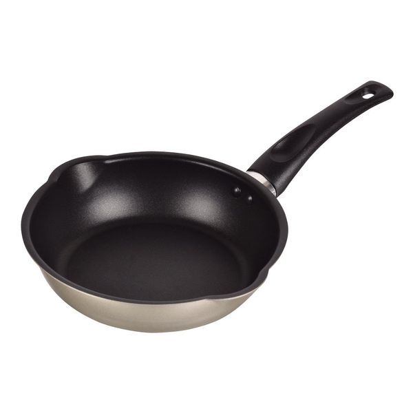 Pearl Metal HB-1303 Light Double-Mouth Deep Frying Pan, 7.9 inches (20 cm), For Gas Fire, Fluorine Processed, Light Duty Pan