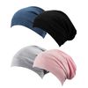 SATINIOR 4 Pieces Satin Lined Sleep Cap Hat Slouchy Beanie Slap Hat for Women (Black, Grey, Dark Blue, Pink), Medium
