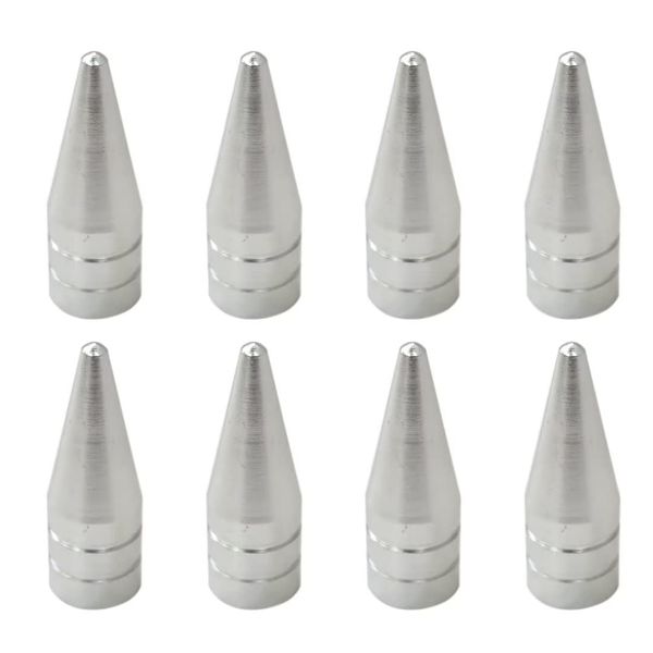 8 Pack Silver Long Spiked Valve Stem Caps Metal Thread Kit/Set for Rim/Wheel/Tires