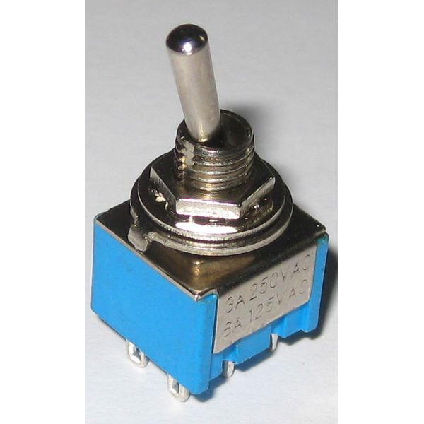 Mini Panel Mount Toggle DPDT Switch - 6 A / 125 V - 3 A / 250 V -  On / Off
