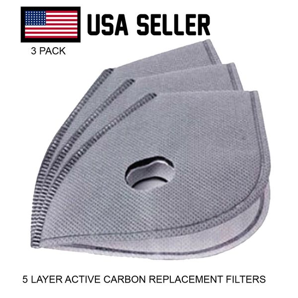 Active Carbon 6 Layer Protective Mask Filters 3 Pack of replaceable filters