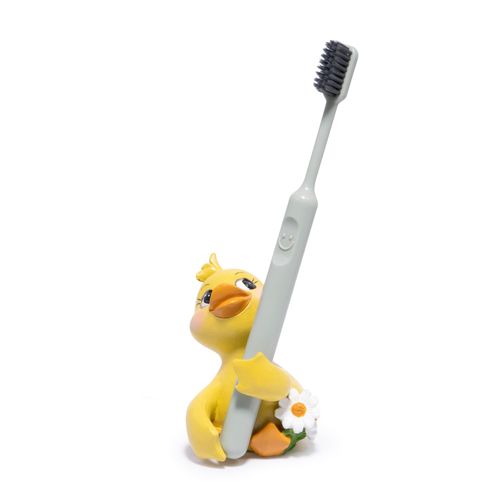 Hodao Kids Toothbrush Holder – Cute Resin Duck Bathroom Accessory & Kids Room Pen Stand for Toddlers (Yellow Duck)