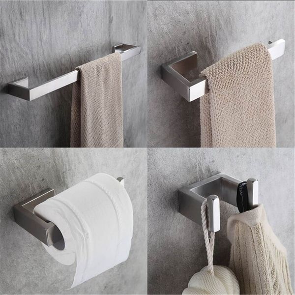 Modern Bathroom Hardware Set, Includes 24 Inch Bath Towel Silver