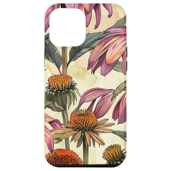 iPhone 12 Pro Max Echinacea Flower Pattern Graphic Case