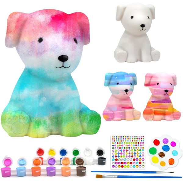 HAPMARS Paint Your Own Dog Lamp Kit 2pcs, DIY Dog Art Craft Painting Kits for Girls Boys Kid Age 4 5 6 7 8 9 10 11 12+, Art Supplies Creative Gifts for Birthday, Halloween, Christmas Party