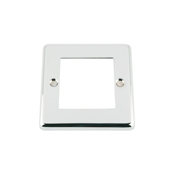 Polished Chrome - Classic Plate - Modular Data Grid Faceplate - Cut Hole 50 x 50 mm