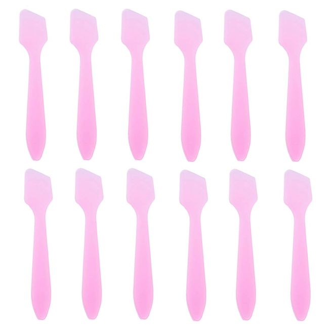 100PCS 8CM Disposable Plastic Cosmetic Face Pack Spoon Spatula Facial Cream Mini Scoop Mud Face Pack Stirrer Muddler Applicator DIY Beauty Tool (Pink)