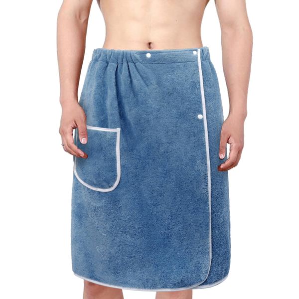 JIAHG Saunakilt Herren, verstellbar Saunahandtuch Duschtuch mit Druckknöpfe, Große Schnelltrockend Saunatuch Saunarock Saunasarong, Sauna Handtuch,Frottee, Saunatücher,70 x 140 cm