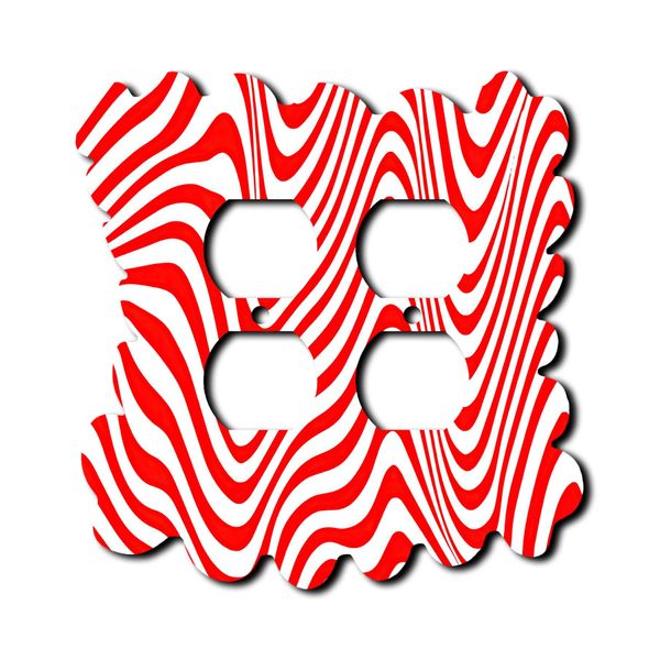 Off The Wall Plates - Fun Squigley Red Lines Decorative Acrylic Electrical Cover - Double Outlet