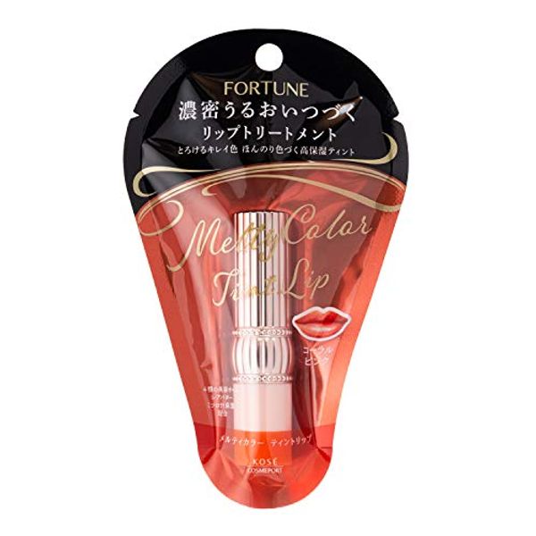 Fortune Kose Melty Color Tint Lip Balm, Slightly Blooming Berry Scent, Coral Pink, 0.1 oz (3.4 g) x 1