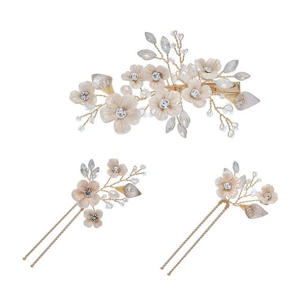 Longwu Bridal Headpiece, Ornate Hairpin, Comb, Handmade, Hair Accessory, Pearl, Crystal, Ceramic, Hair Clip, Jewelry, For Wedding, Party, Reception,