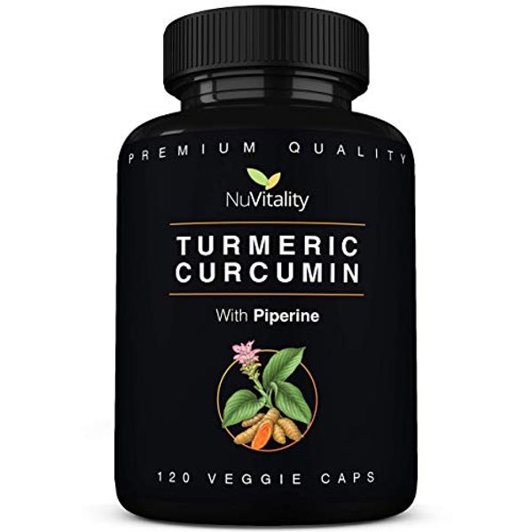 Turmeric Curcumin with Black Pepper Extract (Piperine) - 120 Veggie Tumeric Capsules - Premium 95% Standardized Curcuminoids - Best Absorption & Potency - Joint Support Supplement