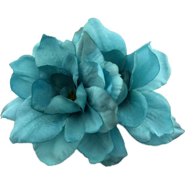 Double Turquoise Apple Blossom Silk Flower Hair Clip with Teeth