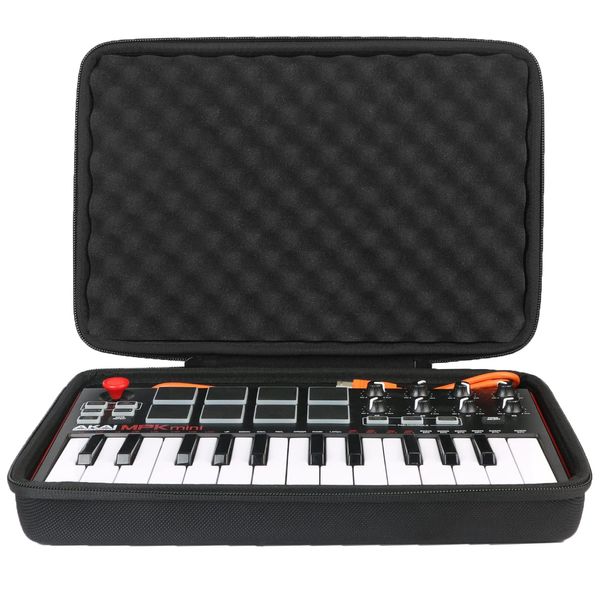 Khanka Tragetasche Hülle für AKAI Professional MPK Mini MK3/ MKII MK2/Mini Play Portables 25 Tasten USB MIDI Keyboard Etui Case.(mit weichem Schaum)