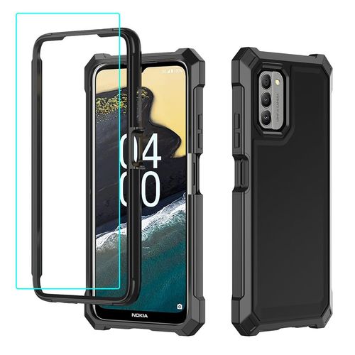 for Nokia C300 Case/Nokia G100 Case with Screen Protector,Nokia C300 Phone Case N155DL Front Back Full Body Protection,Nokia G100 N150DL Phone Case Frosted PC Back Soft TPU Shockproof Cover Black