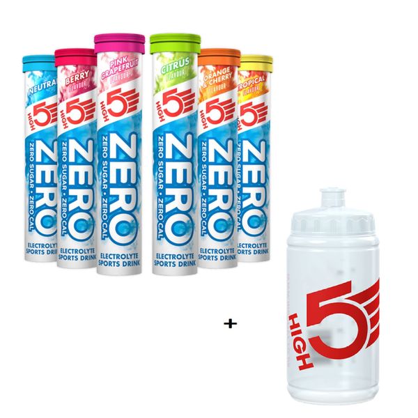 High 5 Zero Electrolyte Drink (Box - 8 tubes) + FREE 500ml Bottle (Citrus)