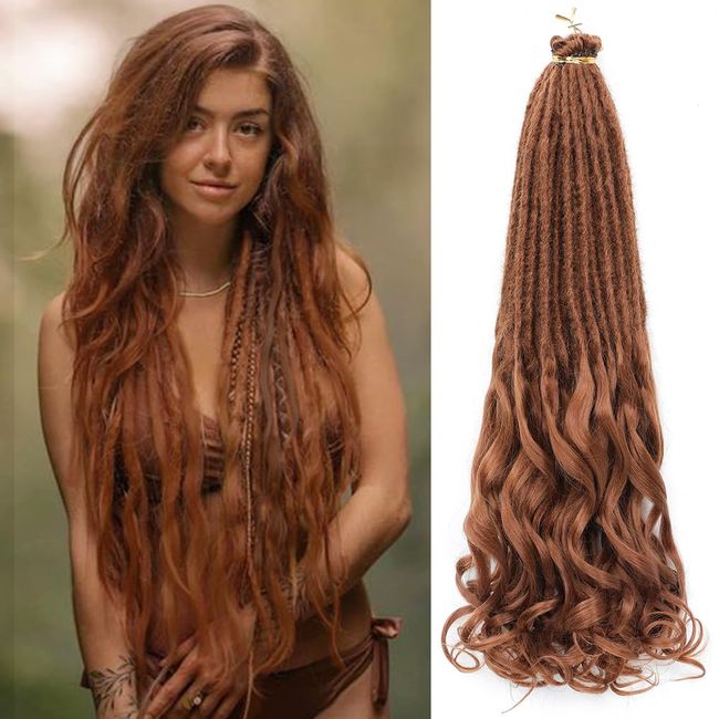 Aguacor Loose Wave Dreadlocks Synthetic French Curly Single Ended Dreadlock Extensions 24inches 10 Strands Thin Soft Spanish Curly SE Dreadlock Extensions for Women (10 Strands, 30#)