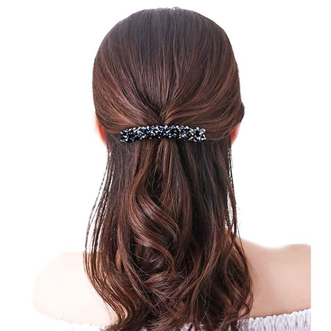 Aneneiceera Kristall Mode Haarspange Haarspange Strass Silber Haarspangen Clips Bling Braut Kopfbedeckung Kopf Clip Kopfschmuck Kristall Braut Haarschmuck für Frauen und Mädchen (Schwarz)