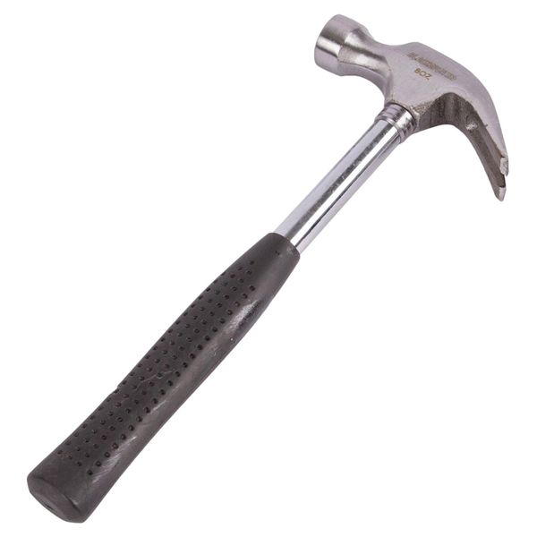 1x Black 8oz Tubular Steel Claw Hammer - Home Nail Framing Roofing Straight Handle DIY Hand Tool - by Blackspur