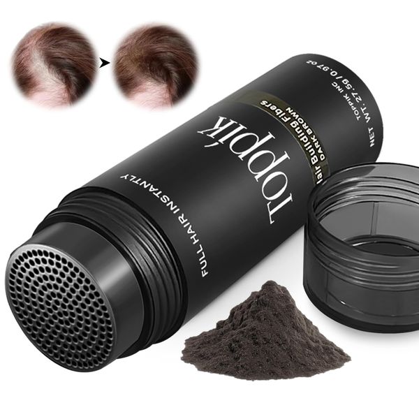 Streuhaar zur Haarverdichtung,Hair Fibers zur Haarverdichtung,Schütthaar für einen authentischen Look,Haarpuder Für Dünnes Haar,lassen Sie das Haar in Sekunden dicker,Dunkelbraun