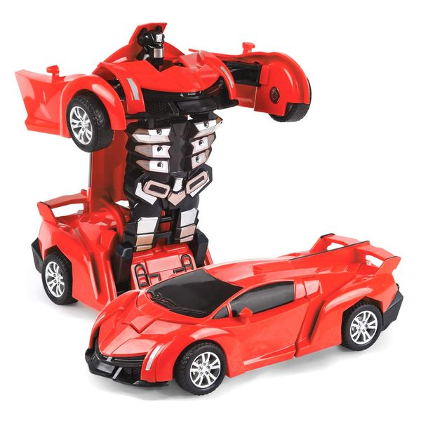 Highttoy Transforming Car for 3-7 Years Old Boy Girl,Friction Powered Car Robot Toy Inertia Toy Car for Toddlers Transforming Robot Car Toy for Kids Birthday Gifts for Boys Girls Age 3+ Red