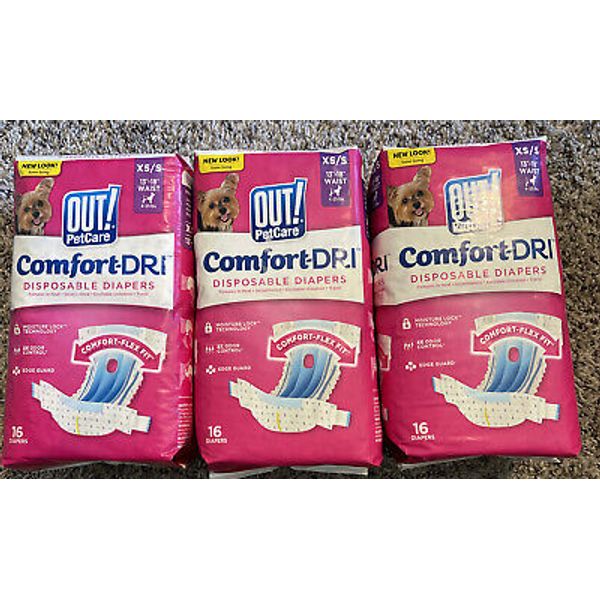 OUT! Pet Care 48 DISPOSABLE DOG DIAPERS  Bundle XS-S  13-18" 4-25lbs Female