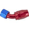 Full Flow Swivel Hose End Fitting, 45 Degree, Red/Blue -12 AN