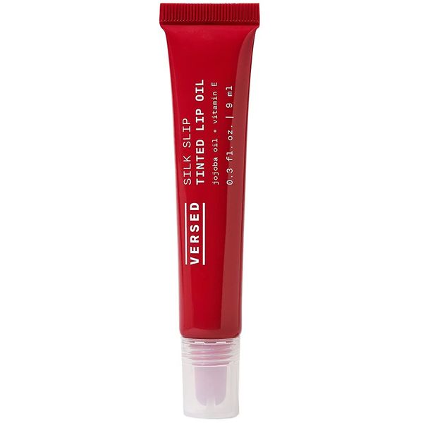 Versed Silk Slip Tinted Lip Oil, Ruby - Sheer Red Lip Tint - Long-Lasting, Moisturizing Makeup with Jojoba + Vitamin E - Helps Smooth + Hydrate Chapped Lips - Vegan Lip Care (9ml)