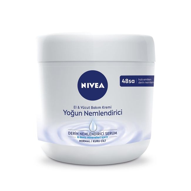 NIVEA Yoğun Nemlendirici El & Vücut Bakım Kremi 400 ml, Normal/Kuru Ciltler 48 Saat Nemlendirme