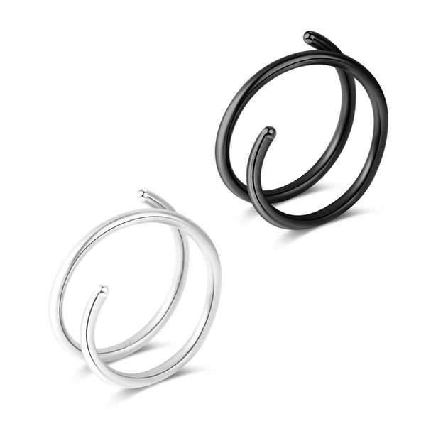 Fzroezz 1-10PCS Double Hoop Nose Ring for Single Piercing 18G 20G 22G Spiral Nose Rings Hoops 18 20 22 Gauge Surgical Steel Twist Nose Piercing Jewelry Nostril for Women Girls Men Hypoallergenic Pack