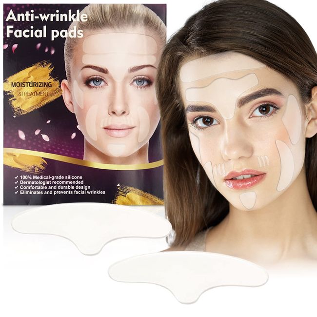 Facial Patches, Anti Falten Pads Silikon, Gesichts Antifaltenpflaster, Wiederverwendbares Anti Aging Gesichts Patch zur Vorbeugung und Beseitigung von Falten Linien Hautstraffung, 16 Stück