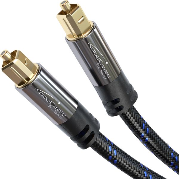 KabelDirekt – TOSLINK-Kabel Nylon-Braiding, optisches Audiokabel – 0,5m – Glasfaserkabel für Soundbar (TOSLINK auf TOSLINK, digitales S/PDIF-Kabel, Stereoanlage/Verstärker, Heimkino, Xbox One/PS4)
