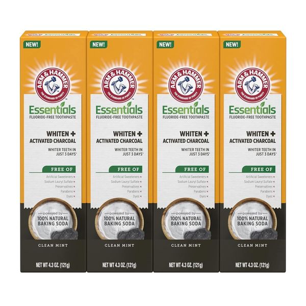 ARM & HAMMER Essentials Fluoride-Free Toothpaste Whiten + Activated Charcoal-4 P
