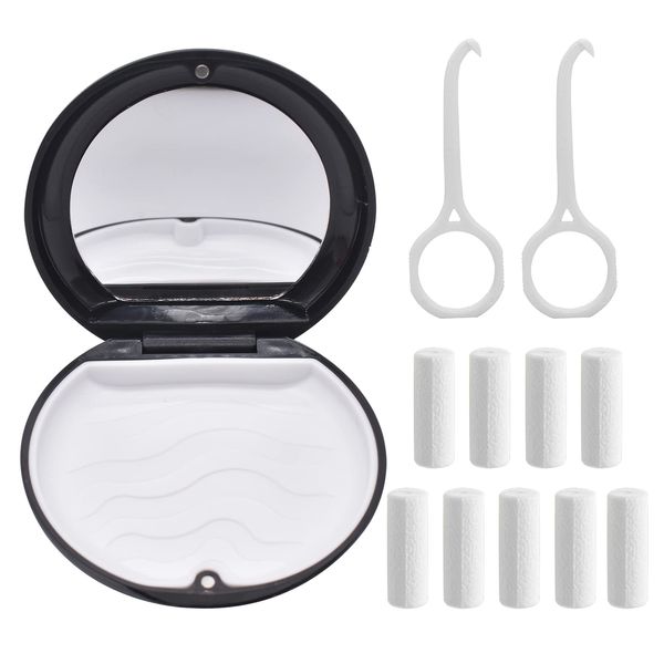 Denture & Teeth Mouth Tray Retainer Box Sets Partial Denture Box with 2Pcs Aligner Removal Tool and 3Pcs Invisible Chewer (Black)