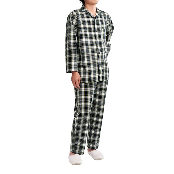 Selvan 100% Cotton Yarn-dyed Men's Pajamas, Navy Type M-L