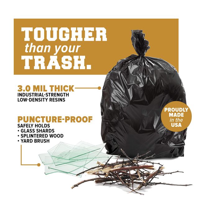 Plasticplace 42 Gallon Contractor Trash Bags, 50 Count, Clear 