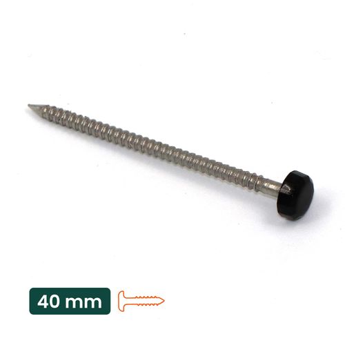 50 x UPVC Panel Pins 40mm Poly Top Pins Nails Plastic Headed Fascia Fixings Strop Grip Durable Stainless Steel Roofing Nails Secure Hold PVC Cladding Pins for Home Projects (Black)