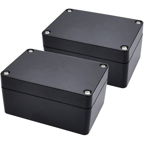 Therlan 2 Pack Black Waterproof Plastic Project Box ABS IP65 Electronic Junction box Enclosure 100 x 68 x 50 mm