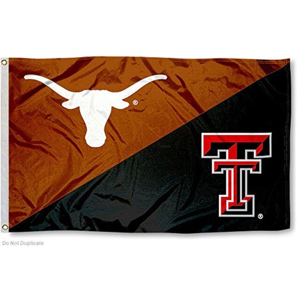 Texas vs Texas Tech House Divided 3x5 Flag