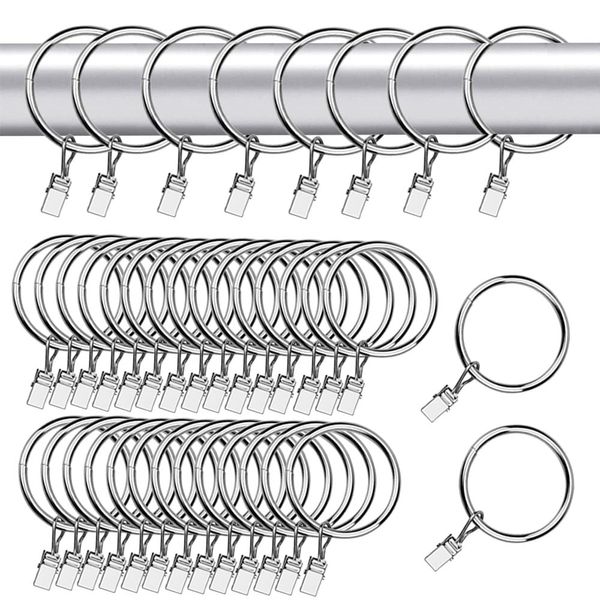 Curtain Rings Clips, 40 PCS Curtain Rings with Clips, 35mm Metal Drapery Hanging Rings, Metal Decorative Drapery Ring, for Hanging Curtains, Photos Art Craft Displays