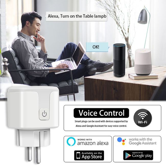 Tuya 16A 20A EU Smart Socket WiFi Smart Plug With Power Monitoring Timing  Function Voice Control Alexa Google Assitant