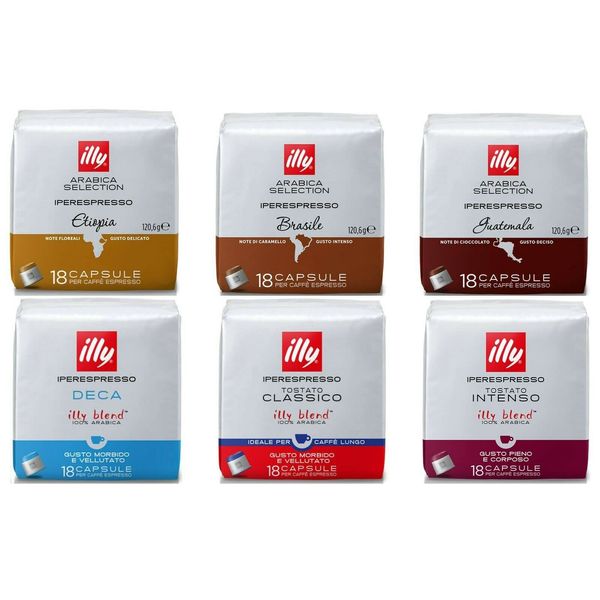 illy Coffee Pods 18 Capsules, 7 Flavours To Pick From, Customize From Lungo, Classico, Decaf, Intenso, Guatemala, Ethiopia & Brasile