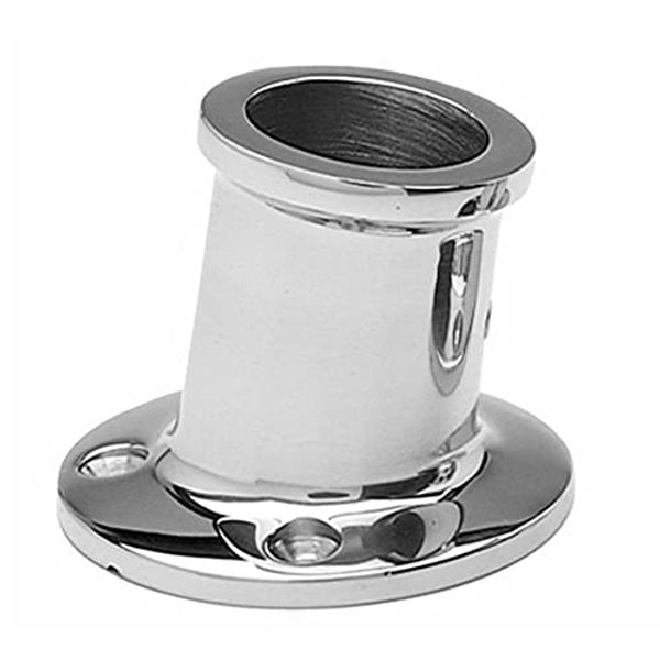 Taylor Made Top-Mount Boat Flag Pole Socket, Tilts 10-Degree Angle, Fits 1" to 1-1/4" Diameter Poles, T316 Polished Stainless Steel, Fits Gunwale, Deck, Pontoon, Marina - 966